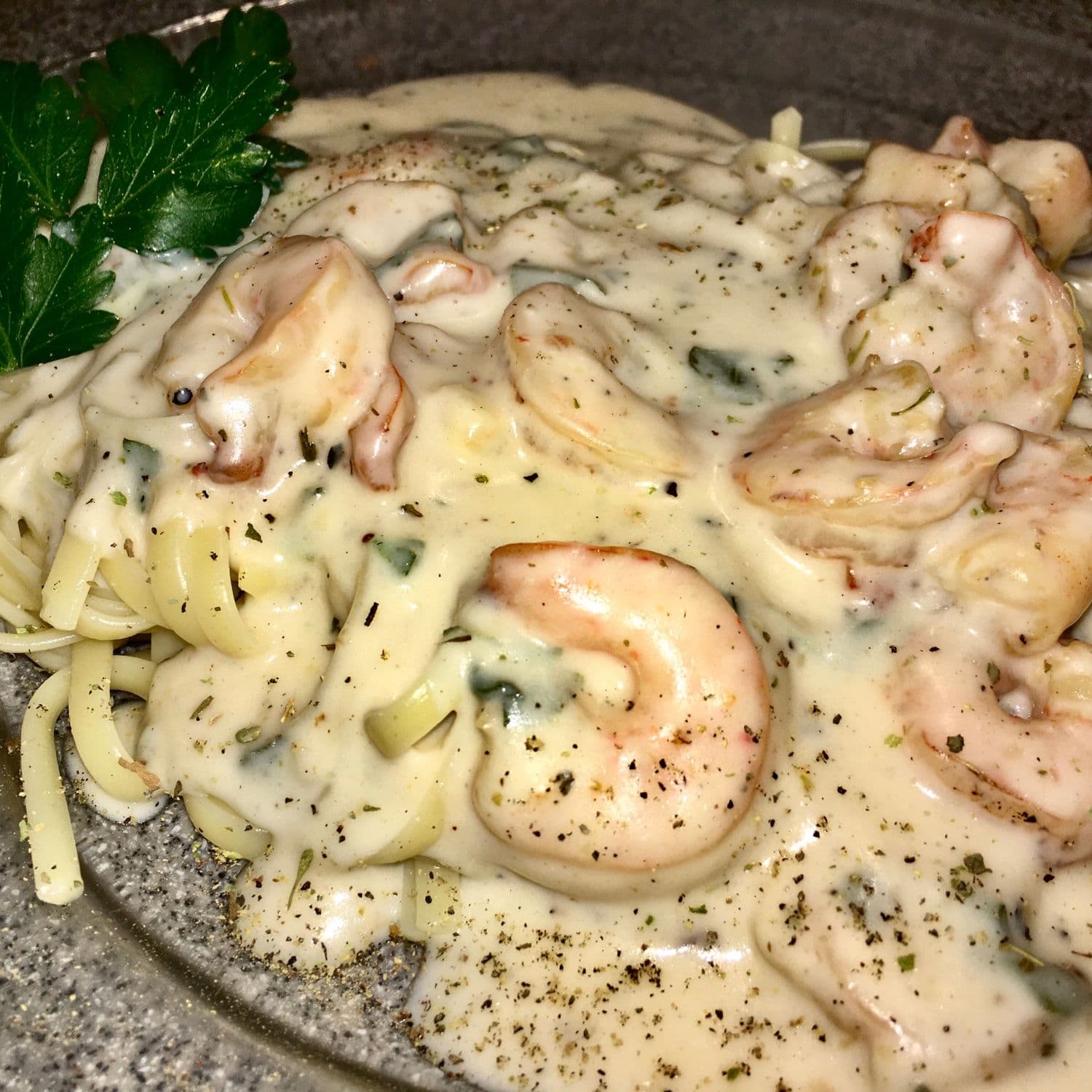 Fetuccini Alfredo con Camaron